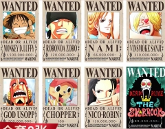 5 Styles 8PCS/SET 42*29CM One Piece WANTED Cartoon Anime Paper Poster