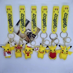 6 Styles Pikachu Pokemon Anime Figure Keychain