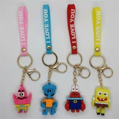 4 Styles SpongeBob SquarePants Anime Figure Keychain