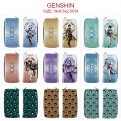 14 Styles Genshin Impact Cosplay Cartoon Anime PU Leather Fold Long Wallet and Purse