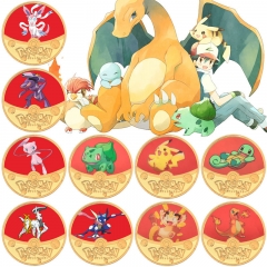 10 Styles Pokemon Pikachu Anime Souvenir Coin Souvenir Badge Cartoon Stainless Steel Decoration Badge