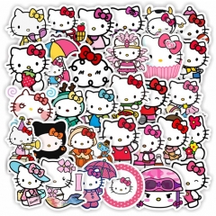 50PCS/SET Hello Kitty Cartoon Pattern Decorative Collectible Waterproof Anime Stickers Set