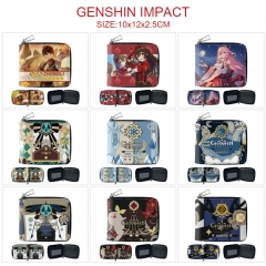 9 Styles Genshin Impact Anime Short Zipper Wallet Purse