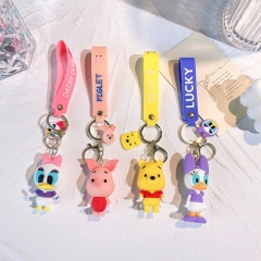 8 Styles  Winnie the Pooh Mickey Mouse and Donald Duck Building Block Anime Figure Keychain
