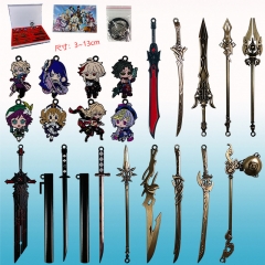 21PCS/SET Genshin Impact Alloy Ring Sword Weapon Anime Keychain