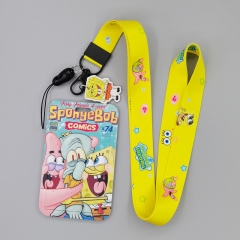 3 Styles 10PCS/SET SpongeBob SquarePants Anime Phone Strap Lanyard Card Holder Bag