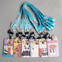 6 Styles We Bare Bears Anime Phone Strap Lanyard Card Holder Bag