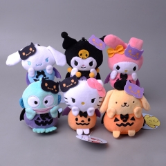 6 Styles My Melody Kuromi Cinnamorol Pom Pom Halloween Anime Plush Pendant Toy