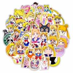50PCS/SET Pretty Soldier Sailor Moon Cartoon Pattern Decorative Collectible Waterproof Anime Luggage Stickers