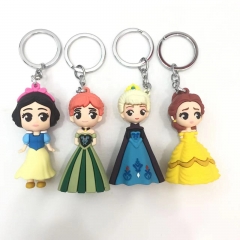 4 Styles Disney Princess Anime Figure PVC Keychain