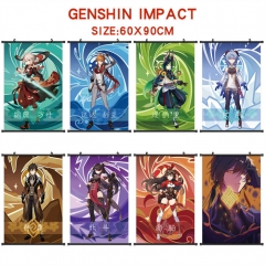 8 Styles 60*90CM Genshin Impact Wall Scroll Cartoon Pattern Decoration Anime Wallscroll