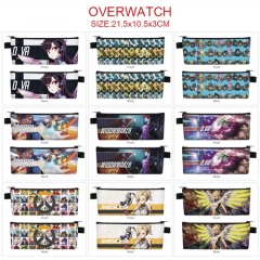 9 Styles Overwatch Cosplay Cartoon PU Colorful Anime Zipper Pencil Bag Box