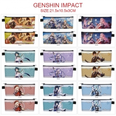 13 Styles Genshin Impact Cosplay Cartoon PU Colorful Anime Zipper Pencil Bag Box