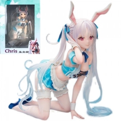22CM 1/4 Scale Native BINDing Chris Aqua Blue Sexy Bunny Girl Anime Figure Toys