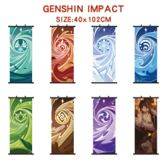 8 Styles 40*102CM Genshin Impact Wall Scroll Cartoon Pattern Decoration Anime Wallscroll