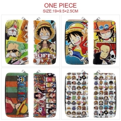 5 Styles One Piece Cartoon Pattren Long Anime Zipper PU Wallet Purse