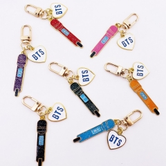 7 Styles K-POP BTS Bulletproof Boy Scouts Microphone Shape Alloy Keychain