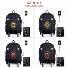 5 Styles Naruto Cartoon Pattern Anime Backpack Bag With USB Charging Cable