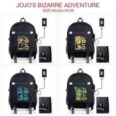 5 Styles JoJo's Bizarre Adventure Cartoon Pattern Anime Backpack Bag With USB Charging Cable