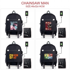 5 Styles Chainsaw Man Cartoon Pattern Anime Backpack Bag With USB Charging Cable