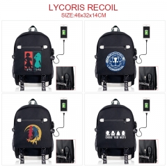 6 Styles Lycoris Recoil Cartoon Pattern Anime Backpack Bag With USB Charging Cable