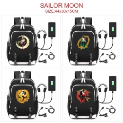 6 Styles Pretty Soldier Sailor Moon Cartoon Pattern Anime Backpack Bag With USB Charging Cable