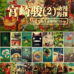 12 Styles Miyazaki Hayao/Kiki's Delivery Service/Howl's Moving Castle Retro Kraft Paper Anime Poster