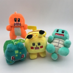 4PCS/SET 12CM Pokemon Pikachu Squirtle Cartoon Anime Plush Toy Pendant