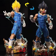 47CM YW GK Dragon Ball Z Vegeta PVC Anime Figure Collection Toys (Two Heads with Light)