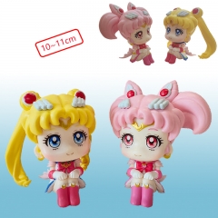 2PCS/SET 10CM Pretty Soldier Sailor Moon Cartoon Anime PVC Figure Set