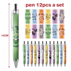 12PCS/SET 2 Styles Pokemon Cartoon Pattern Anime Ballpoint Pen