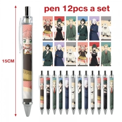 12PCS/SET SPY×FAMILY Cartoon Pattern Anime Ballpoint Pen