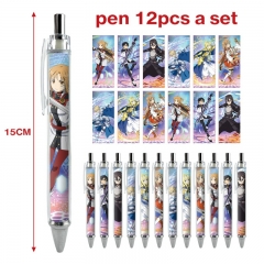 12PCS/SET 2 Styles Sword Art Online | SAO Cartoon Pattern Anime Ballpoint Pen