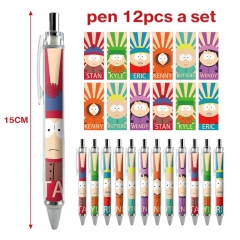 12PCS/SET South Park Cartoon Pattern Anime Ballpoint Pen