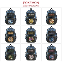 10 Styles Pokemon Cartoon Pattern Anime Backpack Bag With USB Charging Cable