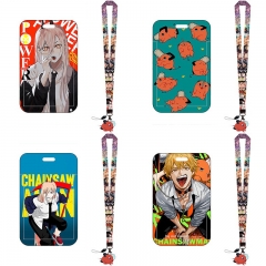 15 Styles Chainsaw Man Cartoon Pattern Anime Card Holder Bag With Lanyard