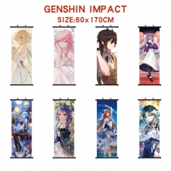 8 Styles 60*170CM Genshin Impact Wall Scroll Cartoon Pattern Decoration Anime Wallscroll