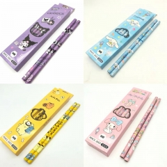 12PCS/BOX Sanrio Kuromi Cinnamoroll Cartoon Pattern Anime Pencil Set