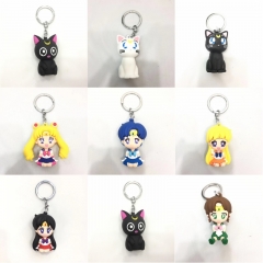 8 Styles Pretty Soldier Sailor Moon Cartoon Cute Anime Figure Keychain
