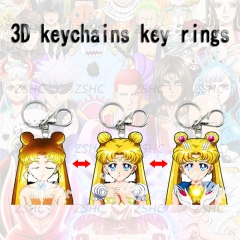 Pretty Soldier Sailor Moon Cartoon Pattern 3D Motion Anime Keychain