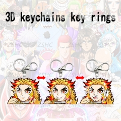 2 Styles Demon Slayer: Kimetsu no Yaiba Cartoon Pattern 3D Motion Anime Keychain