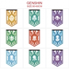 9 Styles 90x60CM Genshin Impact Hot Sale Flag Anime Decoration Flag