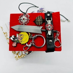 Demon Slayer: Kimetsu no Yaiba Cartoon Pendant Decoration Anime Keychain+Necklace+Ring Set