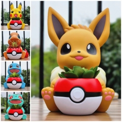 5 Styles 25CM Pokemon Charmander/Squirtle/Eevee/Pikachu/Bulbasaur Pot Flowerpot Anime PVC Figure