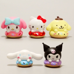 5PCS/SET 5cm Q Versions My Melody Hello Kitty Kuromi Cartoon Anime PVC Figure Set Model Toy