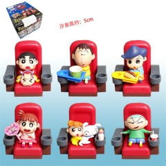 5CM 6PCS/SET Crayon Shin-chan Cartoon Anime PVC Figure Set