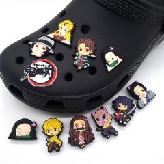 11PCS/SET Demon Slayer: Kimetsu no Yaiba DIY Slippers Decoration PVC Cartoon Shoe Charms Buckle Accessories
