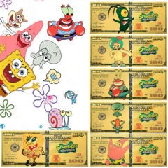 6 Styles SpongeBob SquarePants Anime Crafts Souvenir Coin Banknotes