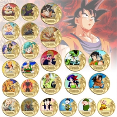 24 Styles Dragon Ball Z Anime Souvenir Coin Souvenir Badge Cartoon Stainless Steel Decoration Badge