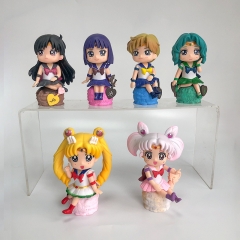 6PCS/SET 10CM Pretty Soldier Sailor Moon 5 Generations Cosplay Cartoon Cute PVC Anime Figure